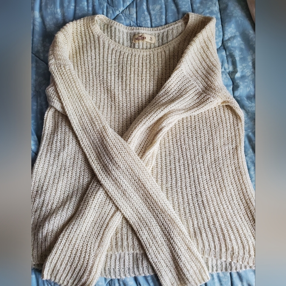 Cream sparkle hollister sweater size s - Picture 1 of 3